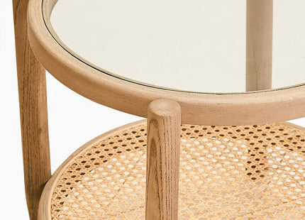 Cebu Natural Cane and Grey Wash Elm Wood Side Table