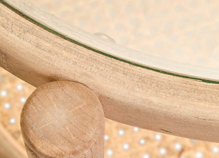 Cebu Natural Cane and Grey Wash Elm Wood Side Table