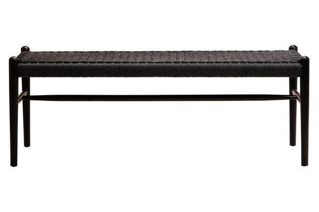 Cebu Black Woven Rope and Wooden Bench
