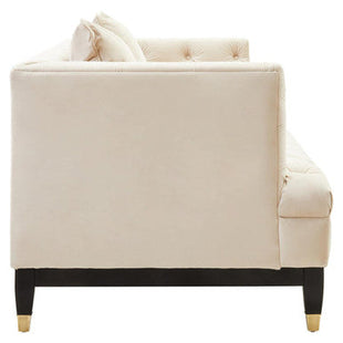 Sefira Ivory Fabric 2 Seater Modern Chesterfield Sofa