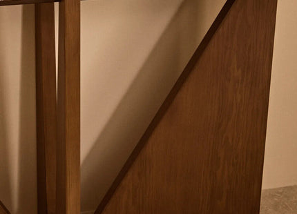 Winton Cream Travertine and Brown Finish Acacia Wood Console Table