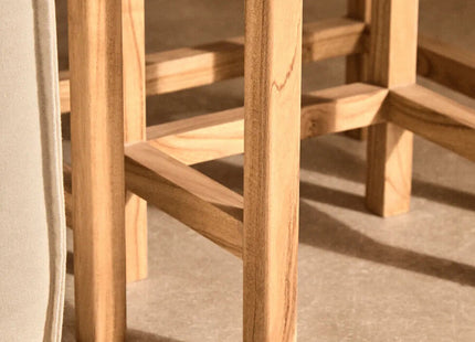 Womad Cream Travertine and Wooden Large Set of 2 Side Tables