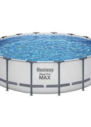 Bestway Round Steel Pro MAX™ Grey 16ft x 48" Above Ground Swimming Pool, Filter, Pump & Accessories