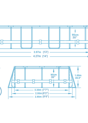 Bestway 14ft x 8ft 2" x 39.5" Oval Steel Pro Max Above Ground Swimming Pool, Filter Pump & Accessories
