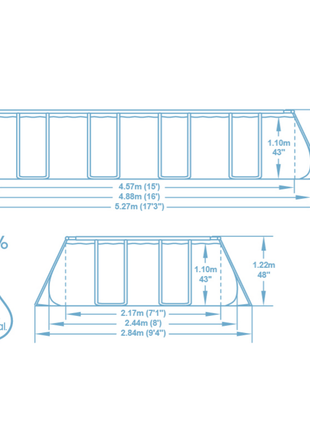 Bestway 16ft x 8ft x 48" Rectangular Steel Pro MAX Above Ground Swimming Pool, Filter Pump & Accessories
