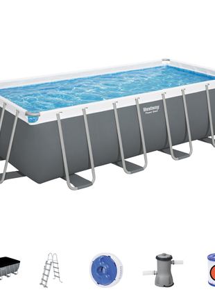 Bestway 16ft x 8ft x 48" Rectangular Steel Pro MAX Above Ground Swimming Pool, Filter Pump & Accessories