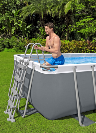 Bestway 16ft x 8ft x 48" Rectangular Steel Pro MAX Above Ground Swimming Pool, Sand Filter Pump & Accessories
