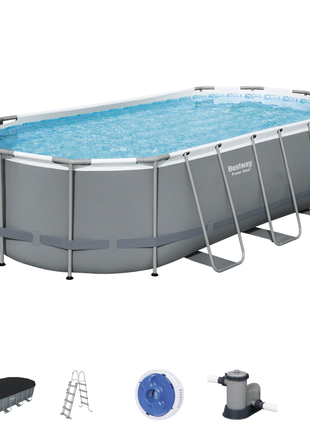 Bestway 18ft x 9ft x 48" Oval Steel Pro Max Above Ground Swimming Pool, Filter Pump & Accessories