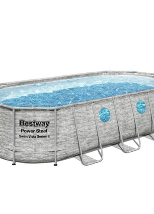 Bestway 18ft x 9ft x 48" Oval Steel Pro MAX™ Splashview Above Ground Swimming Pool, Filter Pump & Accessories