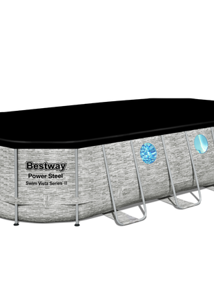 Bestway 18ft x 9ft x 48" Oval Steel Pro MAX™ Splashview Above Ground Swimming Pool, Filter Pump & Accessories
