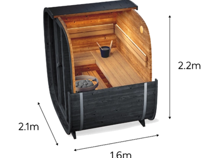 Holl's Onyxia Cube 4 Person Outdoor Sauna – Wooden Front & Back