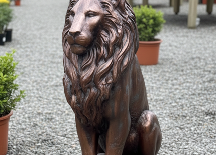 Sitting Lion Garden Sculpture – 90cm, Antique Bronze
