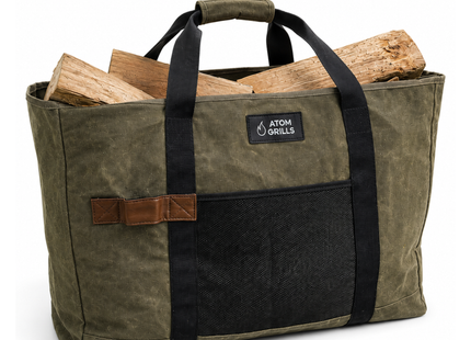 Woodsman Waxed Canvas Log Carrier Bag – Carryall, Green
