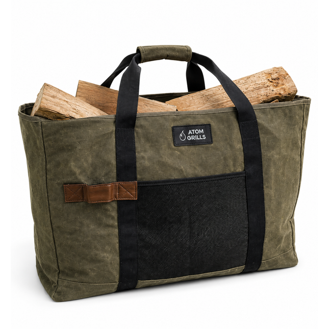 Woodsman Waxed Canvas Log Carrier Bag – Carryall, Green
