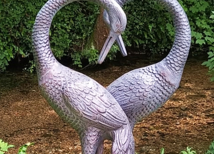 Pair of Love Cranes Garden Sculpture – 100cm, Antique Bronze