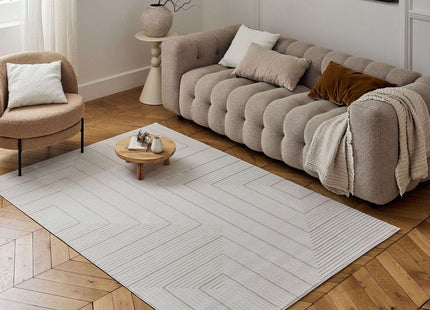 Carmel Cream-Beige Geometric Rug | 6040