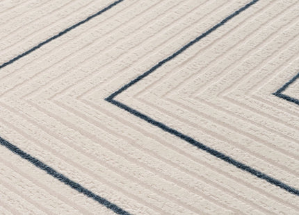 Carmel Cream-Blue Geometric Rug | 6040