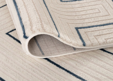 Carmel Cream-Blue Geometric Rug | 6040