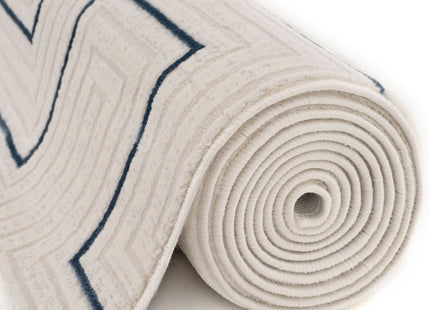 Carmel Cream-Blue Geometric Rug | 6040