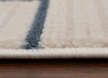 Carmel Cream-Blue Geometric Rug | 6040