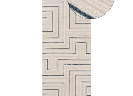 Carmel Cream-Blue Geometric Rug | 6040