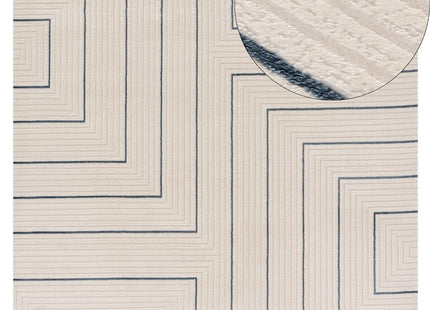 Carmel Cream-Blue Geometric Rug | 6040
