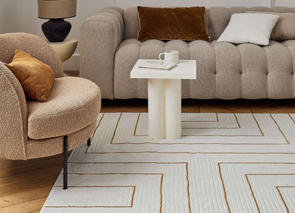 Carmel Cream-Gold Geometric Rug | 6040