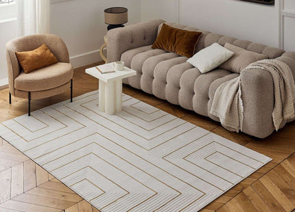 Carmel Cream-Gold Geometric Rug | 6040