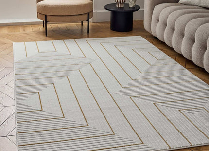 Carmel Cream-Gold Geometric Rug | 6040
