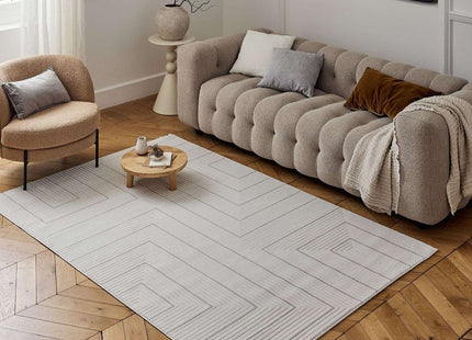 Carmel Cream-Grey Geometric Rug | 6040