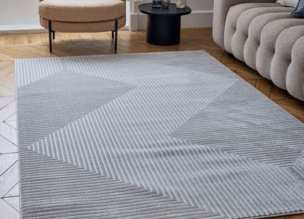 Carmel Grey-Cream Geometric Rug | 6050