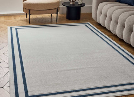 Carmel Cream-Blue Bordered Rug | 6060