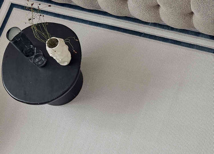 Carmel Cream-Blue Bordered Rug | 6060