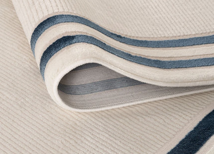 Carmel Cream-Blue Bordered Rug | 6060