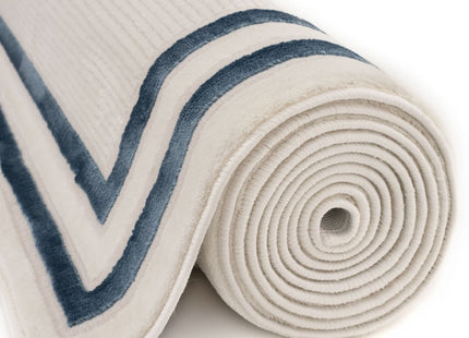 Carmel Cream-Blue Bordered Rug | 6060