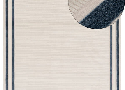 Carmel Cream-Blue Bordered Rug | 6060