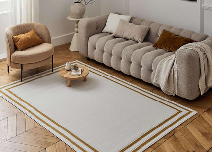 Carmel Cream-Gold Bordered Rug | 6060