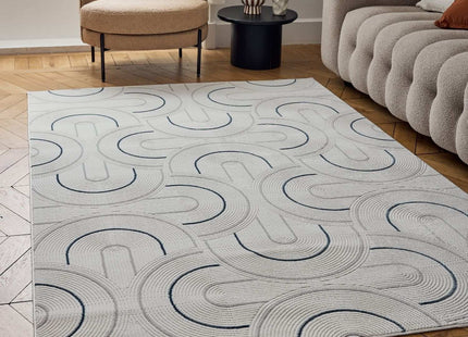 Carmel Cream-Blue Geometric Rug | 6070