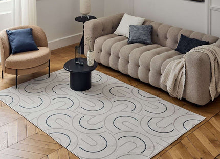 Carmel Cream-Blue Geometric Rug | 6070