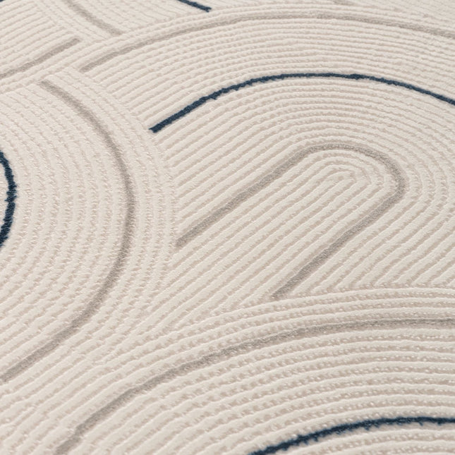 Carmel Cream-Blue Geometric Rug | 6070