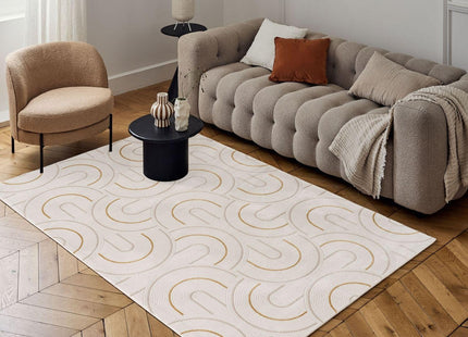 Carmel Cream-Gold Geometric Rug | 6070
