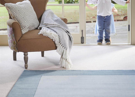 Bordered Duck Egg Blue Wool Rug