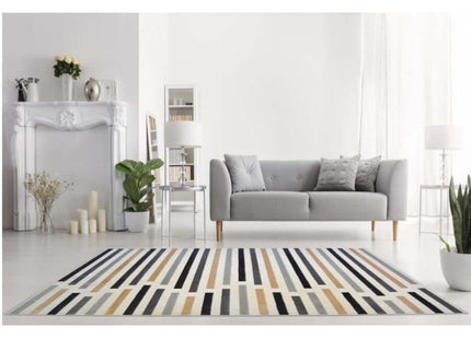 Abstract Multicolour Stripe Rug
