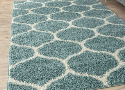 Moroccan Duck Egg Blue Shaggy Rug | 650