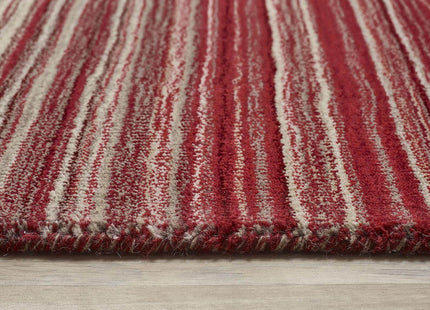 Fine Stripes Red Wool Rug
