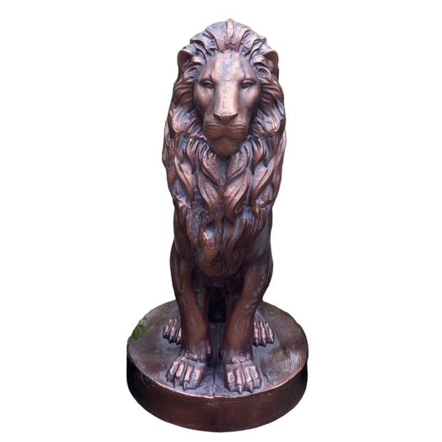 Sitting Lion Garden Sculpture – 90cm, Antique Bronze