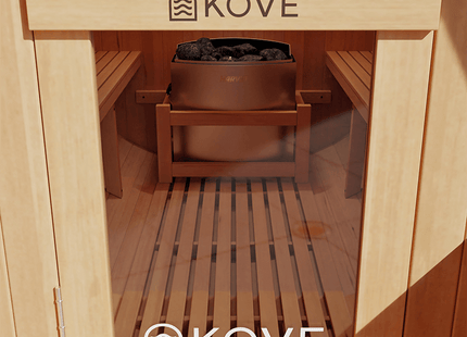 KOVE Outdoor Barrel Sauna – 5–6 Person Garden Sauna with 6kW Harvia Electric Heater