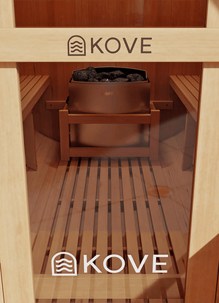 KOVE Outdoor Barrel Sauna – 5–6 Person Garden Sauna with 6kW Electric Heater