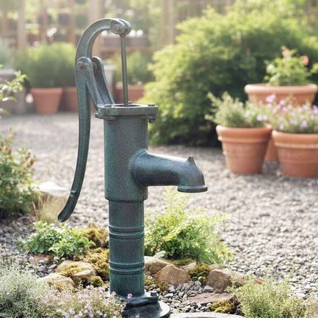 Cast Iron Garden Hand Pump – 62cm, Verdigris