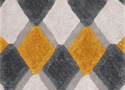 3D Ochre Geometric Shaggy Rug